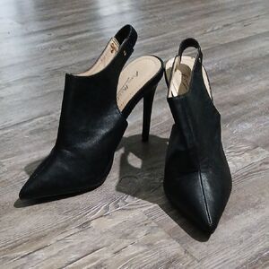 Anne Michelle riseup black slingback ankle booties Sz 7.5 EUC